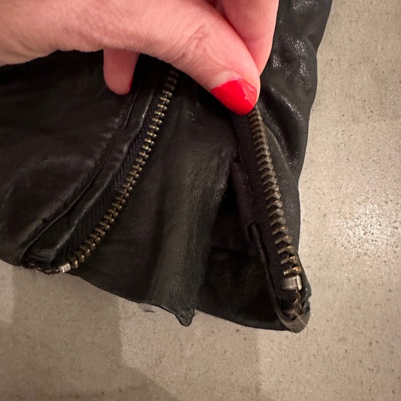 All Saints Black Leather Walker Jacket - Picture 9 of 9